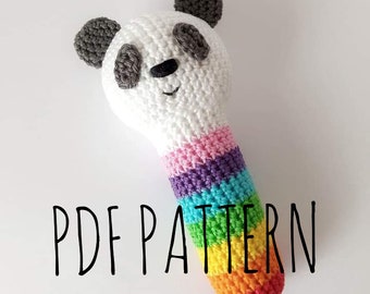 CROCHET PATTERN, crochet panda rattle pattern, amigurumi panda rattle pattern, crochet digital pattern, crochet pdf pattern