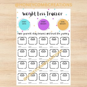 PRINTABLE weight loss tracker, weight in tracker, weight loss journal, weight loss, weight loss planner, progress tracker, goal tracker