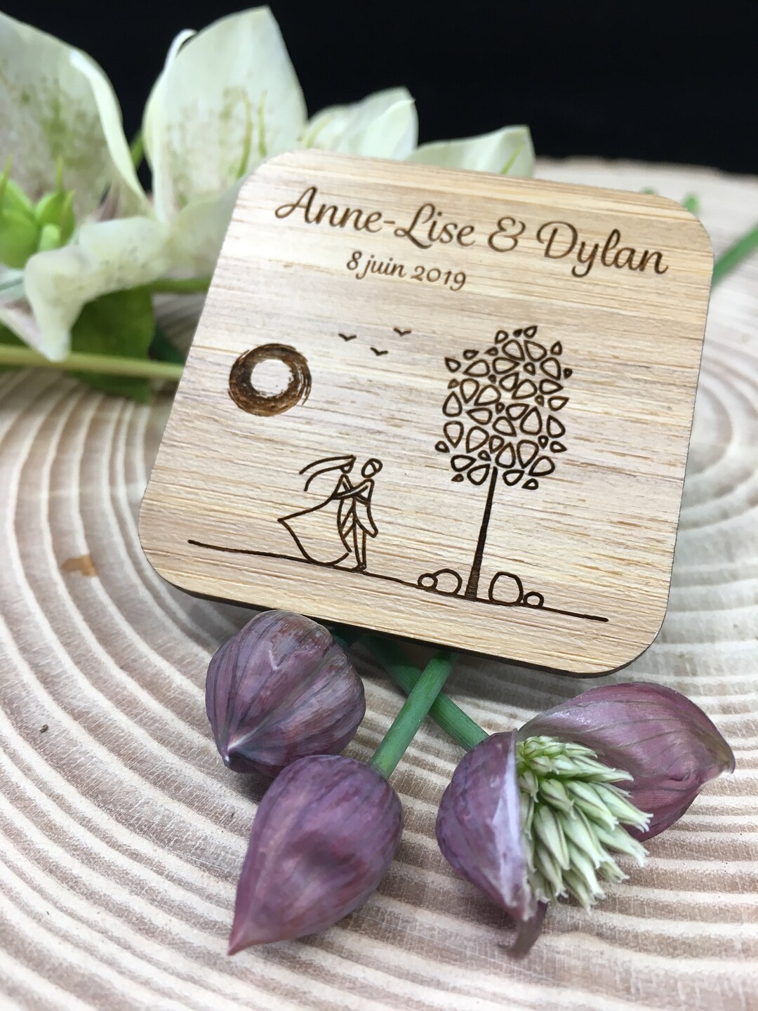 personnalisé Bois Aimant mariage Campagne Etsy France