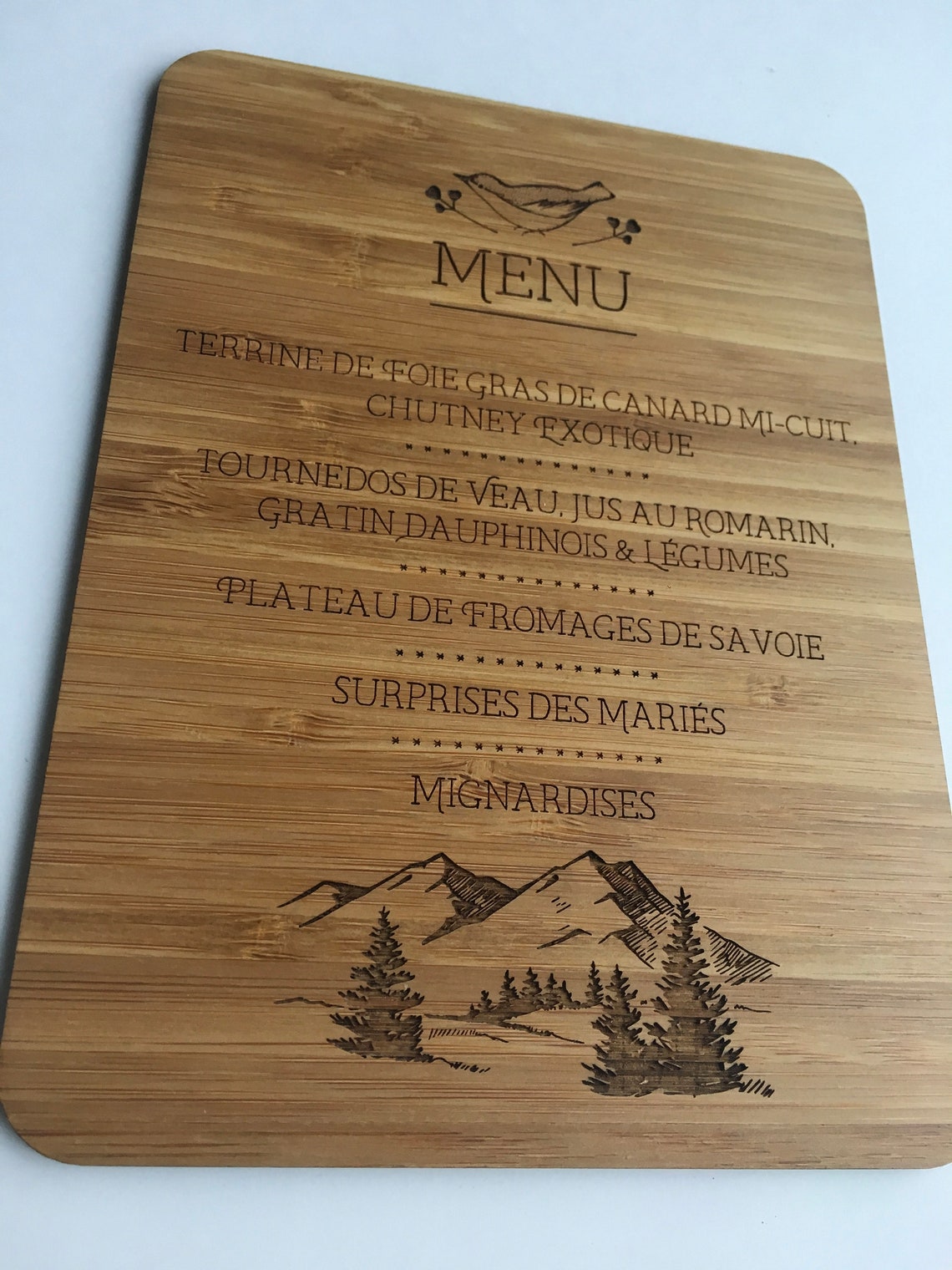 Menu en bois pour mariage et tout événement Etsy