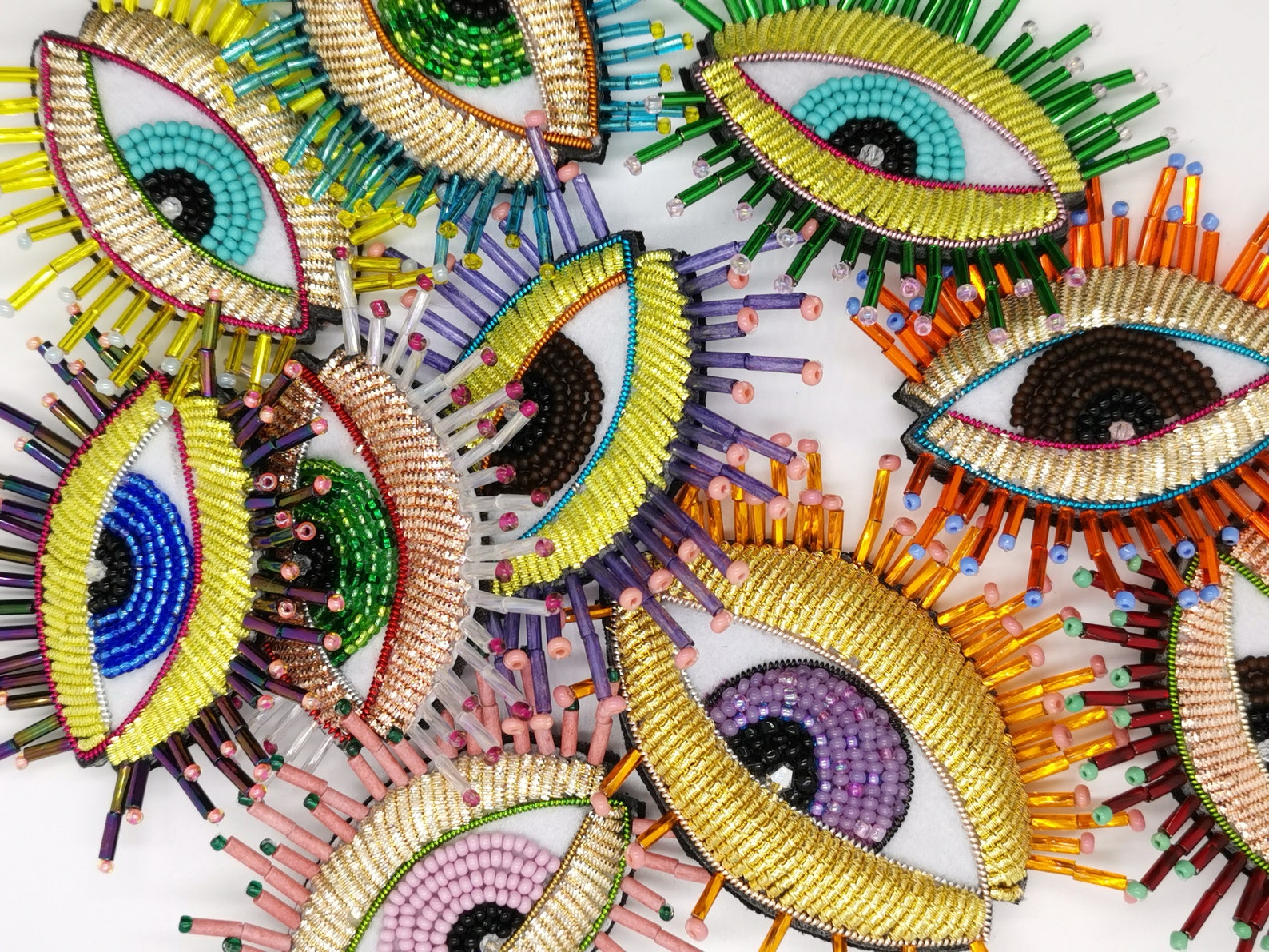 Brooch Eyes Beads Evil Eye Brooch Embroidery Heart Large Etsy