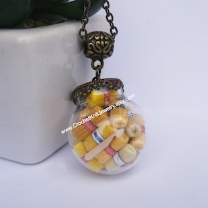 Miniature Crochet Hook Necklace: Yellow Yarn Charm, Gift for Crocheter