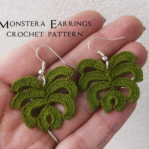Crochet Leaf Earrings PDF Pattern Etsy