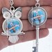 blue crochet necklace owl or key, choose your style, gift for crocheter, micro crochet, crochet hook, blue yarn