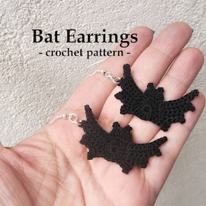 Patroon gehaakte vleermuisoorbellen: Halloween-sieraden (pdf-patroon)