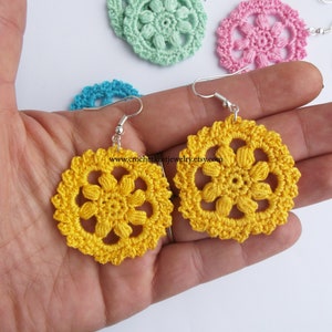 crochet earrings pattern, flower, Puff stitch, crochet jewelry, easy crochet pattern, DIY jewelry