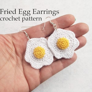 Fried Egg Crochet Earrings Pattern - instant PDF download