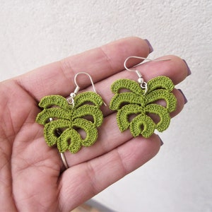 Monstera Crochet Earrings Pattern instant PDF download image 3