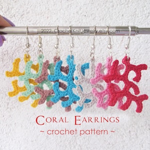 Crochet Earrings Pattern Coral Ocean Jewelry Coral Branch Applique Instant PDF Download Etsy