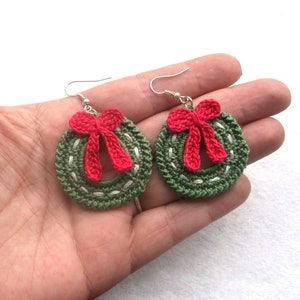 crochet earrings pattern Christmas Wreath, crochet jewelry, easy crochet pattern, diy jewelry gift