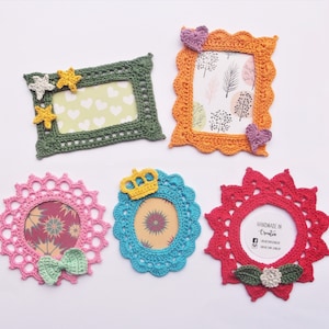 Crochet pattern frame, pack of 5 patterns, photo frame, crochet ornament, scrapbooking