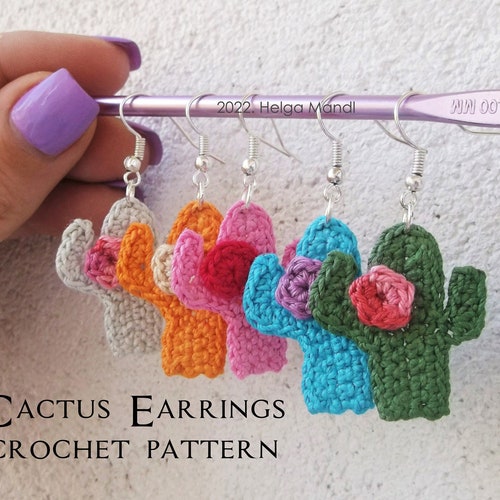 Crochet Earrings Pattern Cactus Crochet Jewelry Easy Crochet Etsy