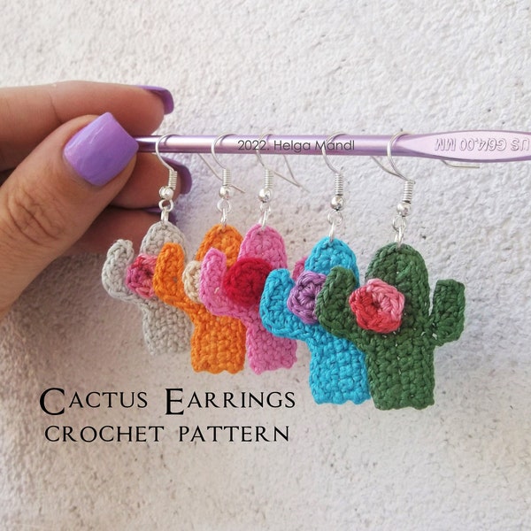 Boucles d'oreilles au crochet motif cactus, bijoux au crochet, motif crochet facile, cadeau bijoux bricolage