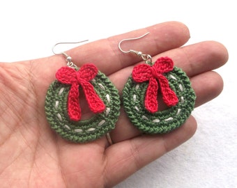 crochet earrings pattern Christmas Wreath, crochet jewelry, easy crochet pattern, diy jewelry gift