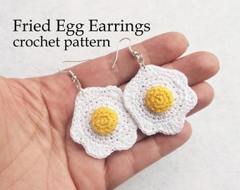 Fried Egg Crochet Earrings Pattern - instant PDF download