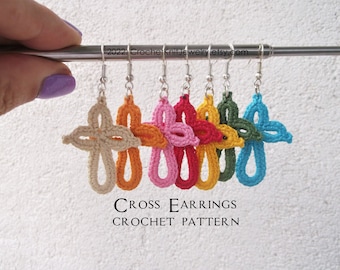 Crochet Cross Earrings Pattern: Religious Jewelry (PDF Download)