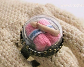 bague au crochet - anneau en fibre - anneau au crochet - anneau en fil crochet - anneau fait main - anneaux uniques - bijoux au crochet - 100 % coton