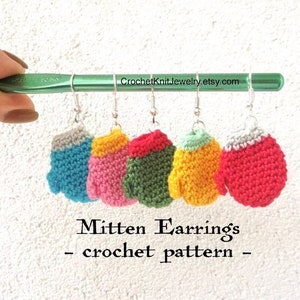 crochet earrings pattern mittens, winter christmas earrings, crochet jewelry pattern, easy crochet pattern, diy jewelry gift