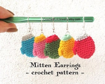 Crochet Mitten Earrings Pattern: Winter Christmas Jewelry (PDF Pattern)