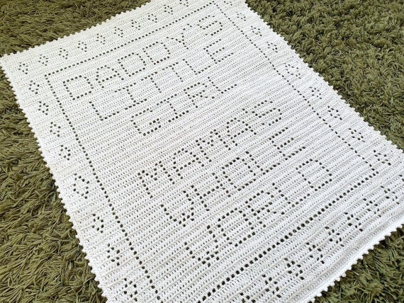 Filet crochet, baby girl blanket, crochet pattern