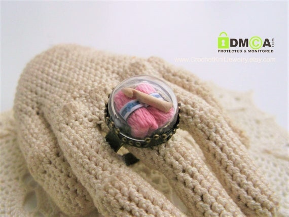 Crochet Ring Fiber Ring Crocheted Ring Hook Yarn Ring Handmade Ring Unique  Rings Crochet Jewelry 100% Cotton 