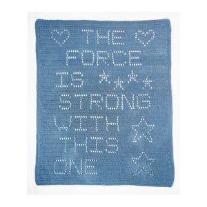 filet crochet, baby blanket, alphabet, saying, strength, powerfull