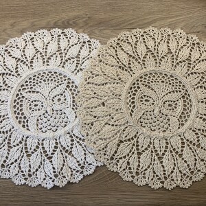 Crochet doily handmade Owl, Textured Dreamcatcher Wall Hanging Mandala Table decor, Halloween crochet image 5