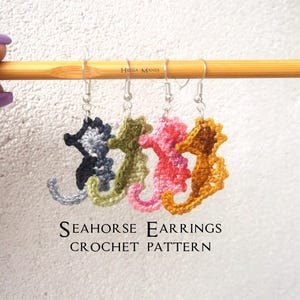 crochet earrings pattern Seahorse, ocean earrings, jewelry pattern, easy DIY gift