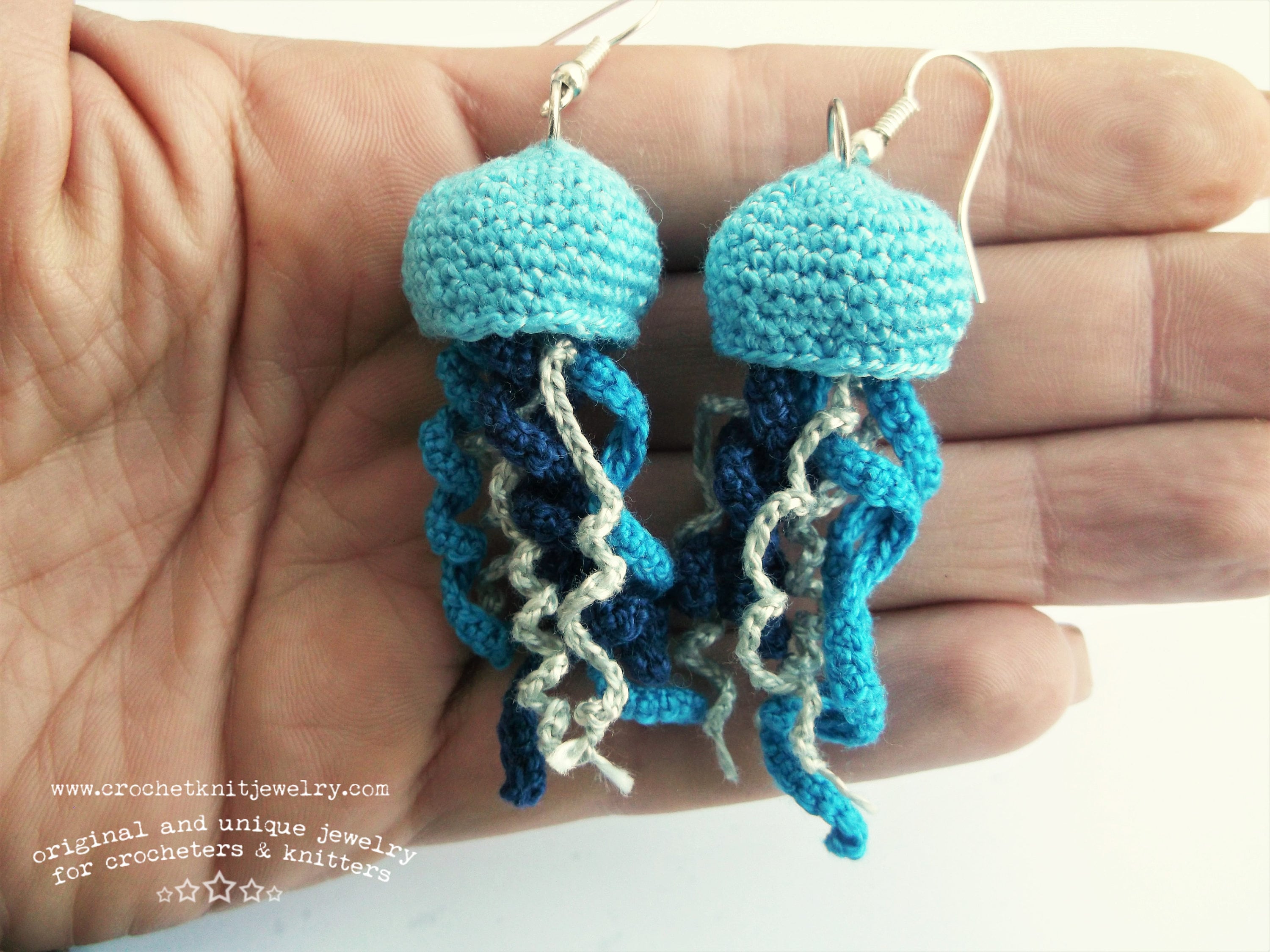 Crochet Jellyfish Earrings Pattern Animal Jewelry Ocean Etsy