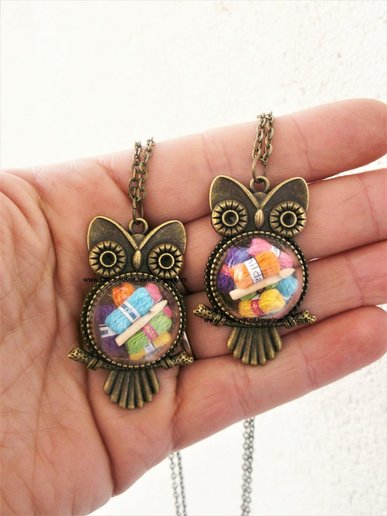 owl crochet necklace jewelry gift for crocheter image 0