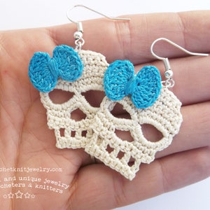 crochet earrings pattern skull, halloween earrings, crochet jewelry pattern, easy crochet pattern, diy jewelry gift