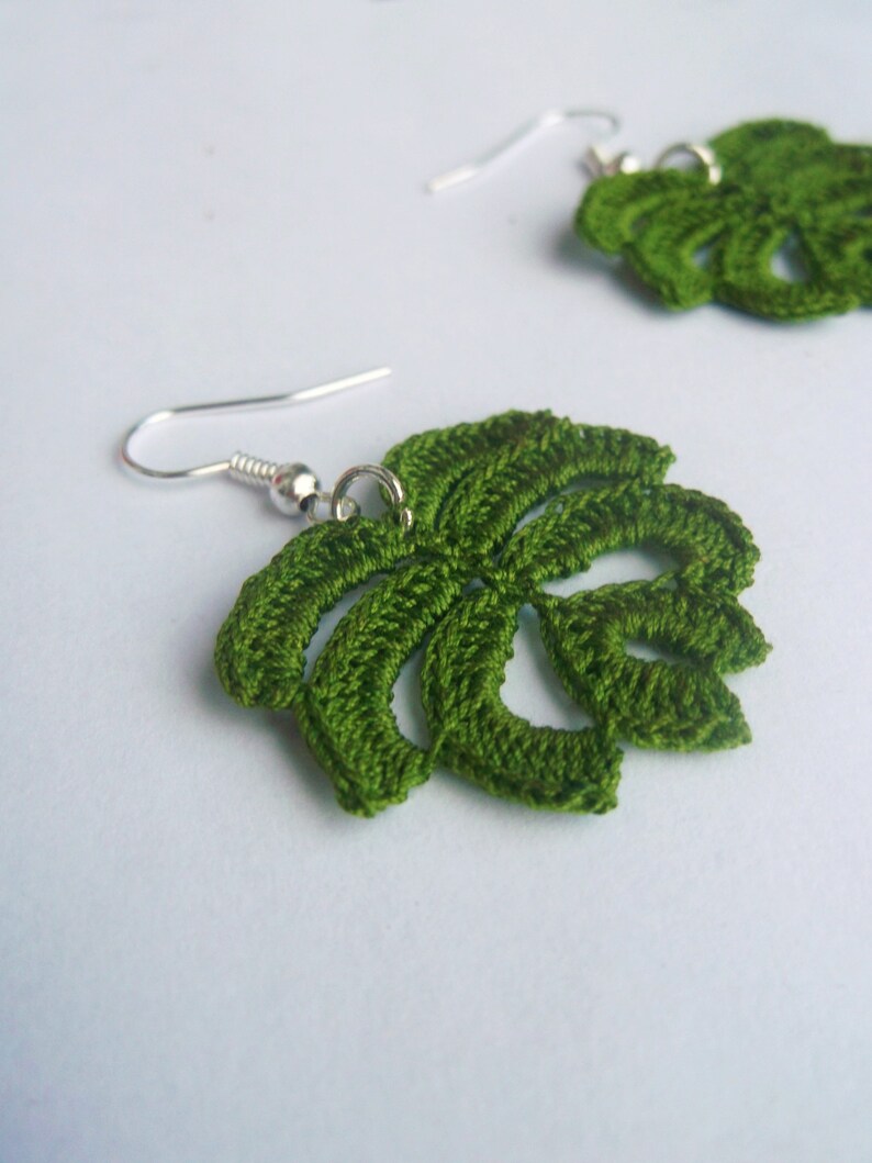 Monstera Crochet Earrings Pattern instant PDF download image 6