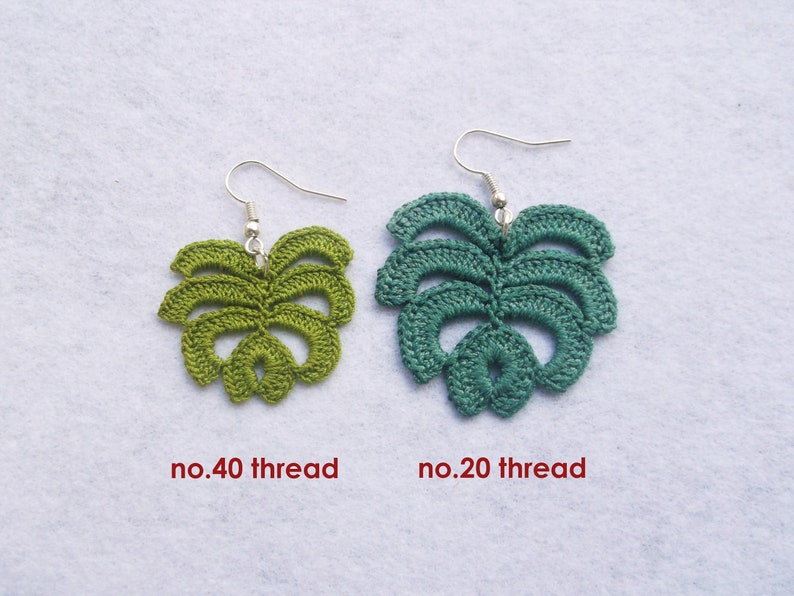 Monstera Crochet Earrings Pattern instant PDF download image 4