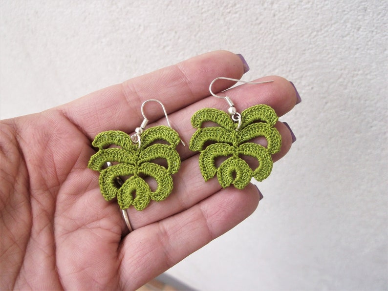 Monstera Crochet Earrings Pattern instant PDF download image 3