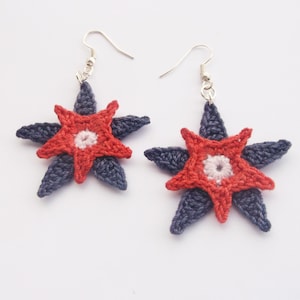 Crochet Star Earrings Pattern: USA Patriotic Design (PDF Pattern)