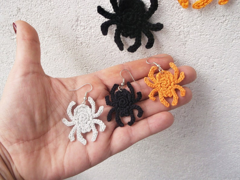 Crochet Spider & Web Earrings Pattern: Halloween Jewelry (PDF Pattern) image 1
