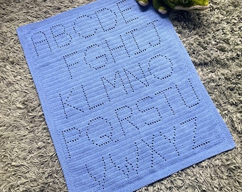Filet crochet baby blanket pattern , ABC Alphabet