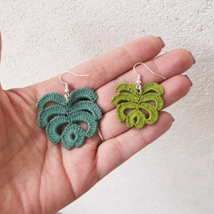 Monstera Crochet Earrings Pattern instant PDF download image 5