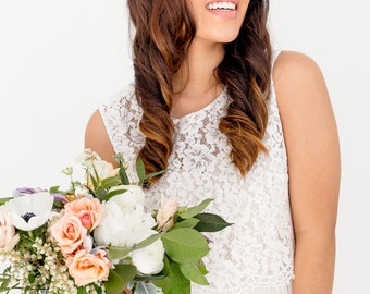 Bridesmaid Lace Scoop Neck Crop Top - Millie - IN STOCK