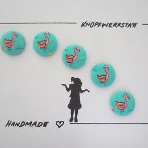5 fabric buttons FLAMINGO 20 mm, buttons, children&#39;s buttons, fabric button, fabric buttons, button, buttons, sewing button, craft button, children&#39;s clothing