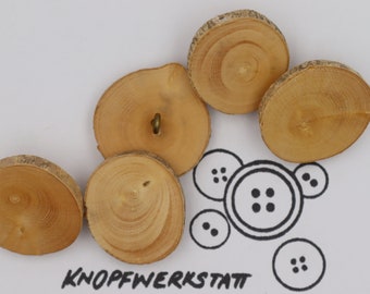 5 wooden buttons approx. 25 x 30 mm, buttons, wooden buttons, button, buttons, sewing button, craft button, wooden, traditional buttons, natural material, brown