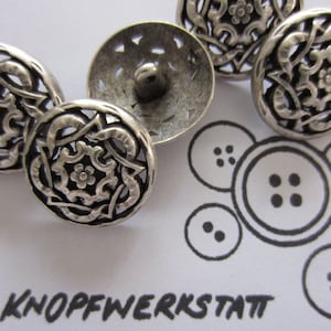 5 metal buttons 20 mm or 28 mm, buttons, traditional buttons, dirndl buttons, domed, openwork, metal button, coat button, silver-black