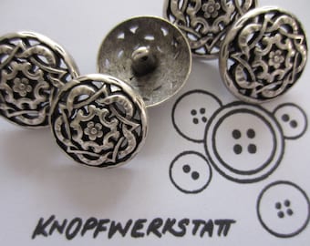 5 metal buttons 20 mm or 28 mm, buttons, traditional buttons, dirndl buttons, domed, openwork, metal button, coat button, silver-black