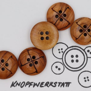 5 wooden buttons 18, 23, 25 mm, buttons, wooden buttons, button, buttons, sewing button, craft button, wooden button, traditional buttons, natural material