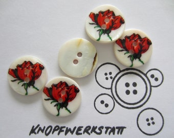5 mother of pearl buttons 13, 15, 20 mm or 23 mm, buttons, traditional buttons, buttons, sewing button, mother of pearl, mother of pearl buttons, flower, rose, natural