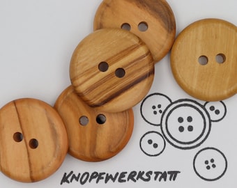 5 wooden buttons 34 or 38 mm, button, wooden buttons, button, sewing button, craft button, wooden button, traditional buttons, natural material, 2 hole button