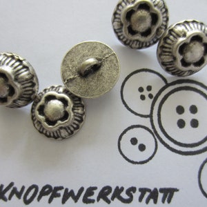 5 botones metálicos de 12 mm o 15 mm, botones, botones tradicionales, botones de blusa, botones infantiles, botón metálico, motivo floral, estilo antiguo, color plata-negro