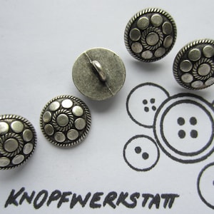 6 metal buttons 15 mm, buttons, traditional buttons, buttons, shank button, curved, metal button, ornament, blouse button, dirndl button, shirt button
