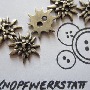 5 metal buttons 18 mm, buttons, traditional buttons, buttons, dirndl button, craft button, metal button, edelweiss, flower, blouse button, shirt, silver