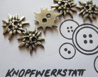 5 metal buttons 18 mm, buttons, traditional buttons, buttons, dirndl button, craft button, metal button, edelweiss, flower, blouse button, shirt, silver